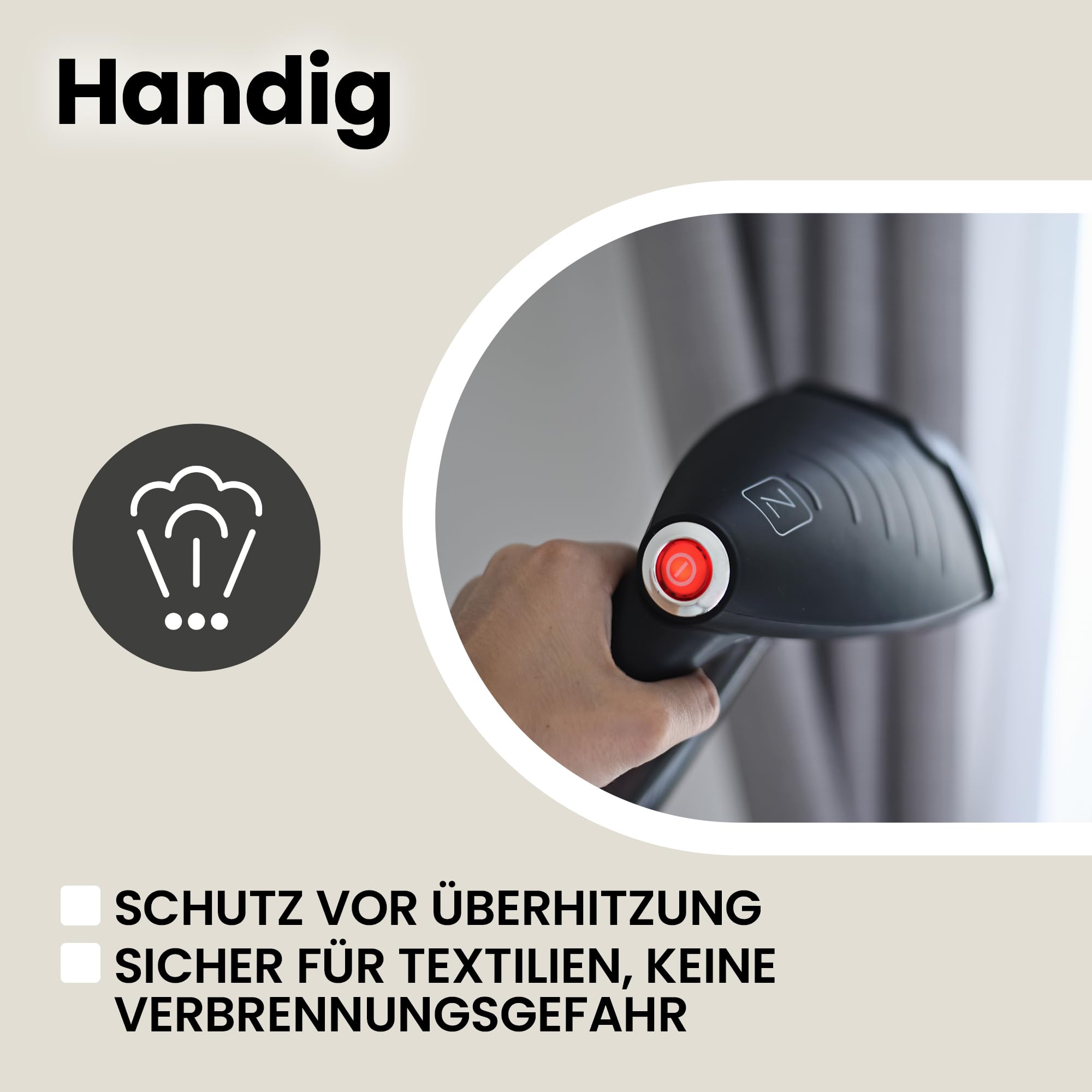 ZEEGMA Handig Steamer Dampfglätter, Dampfbügeleisen Dampfer für Kleidung, Sicherheit für alle Stoffe, Starker Dampf, Spezialbürstenaufsatz für dickere Stoffe, 1600 W