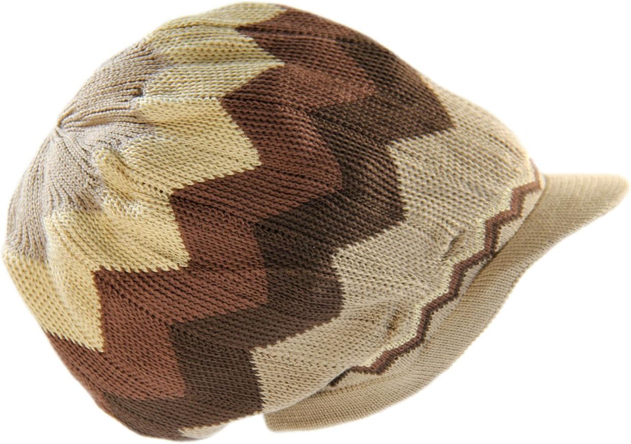 RW 100% Cotton Rasta Dreadlock Light Weight Beanie Visor (Khaki/Brown) - Image 2
