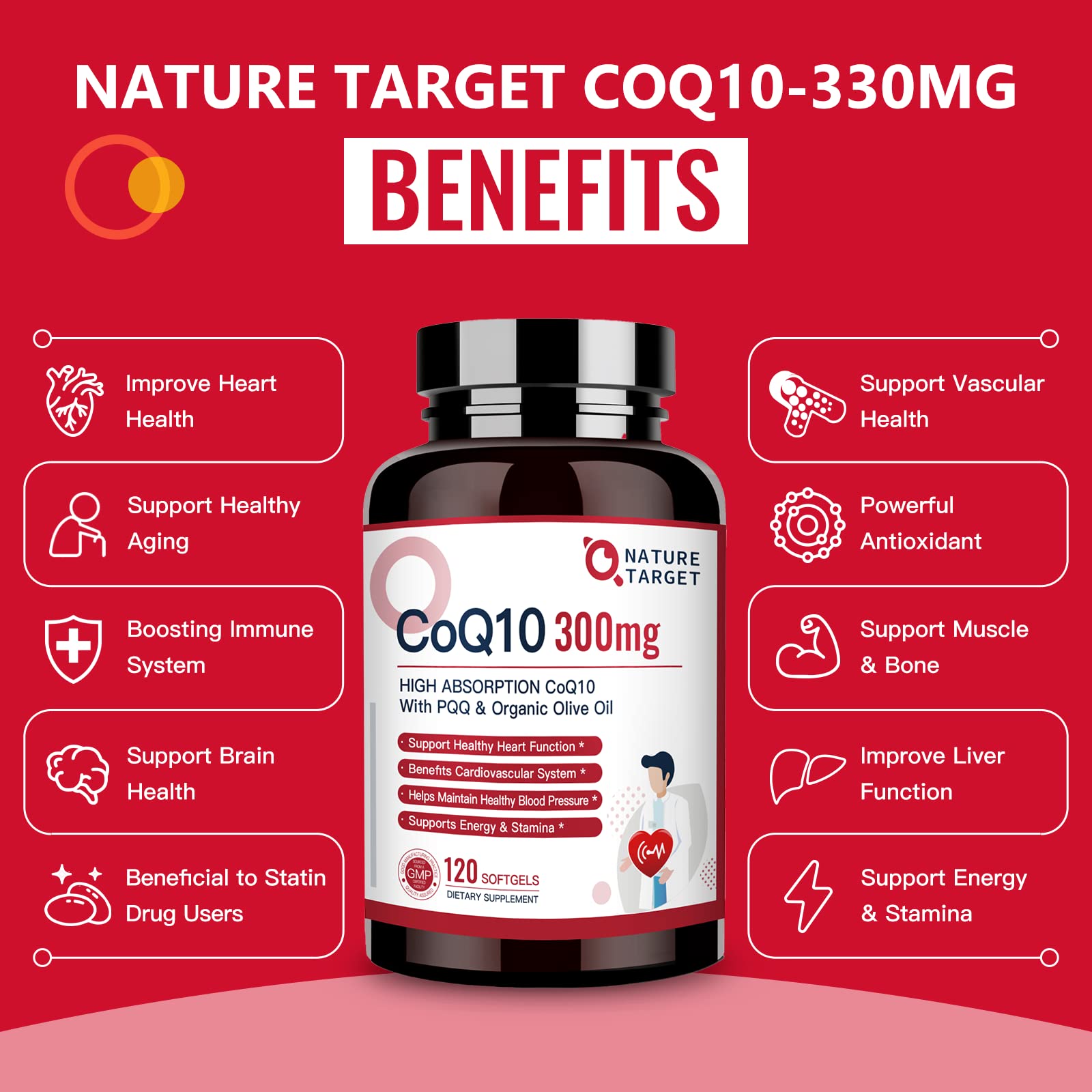 NATURE TARGET CoQ10-300mg Softgels with PQQ, 120 Servings — Amazon image 6