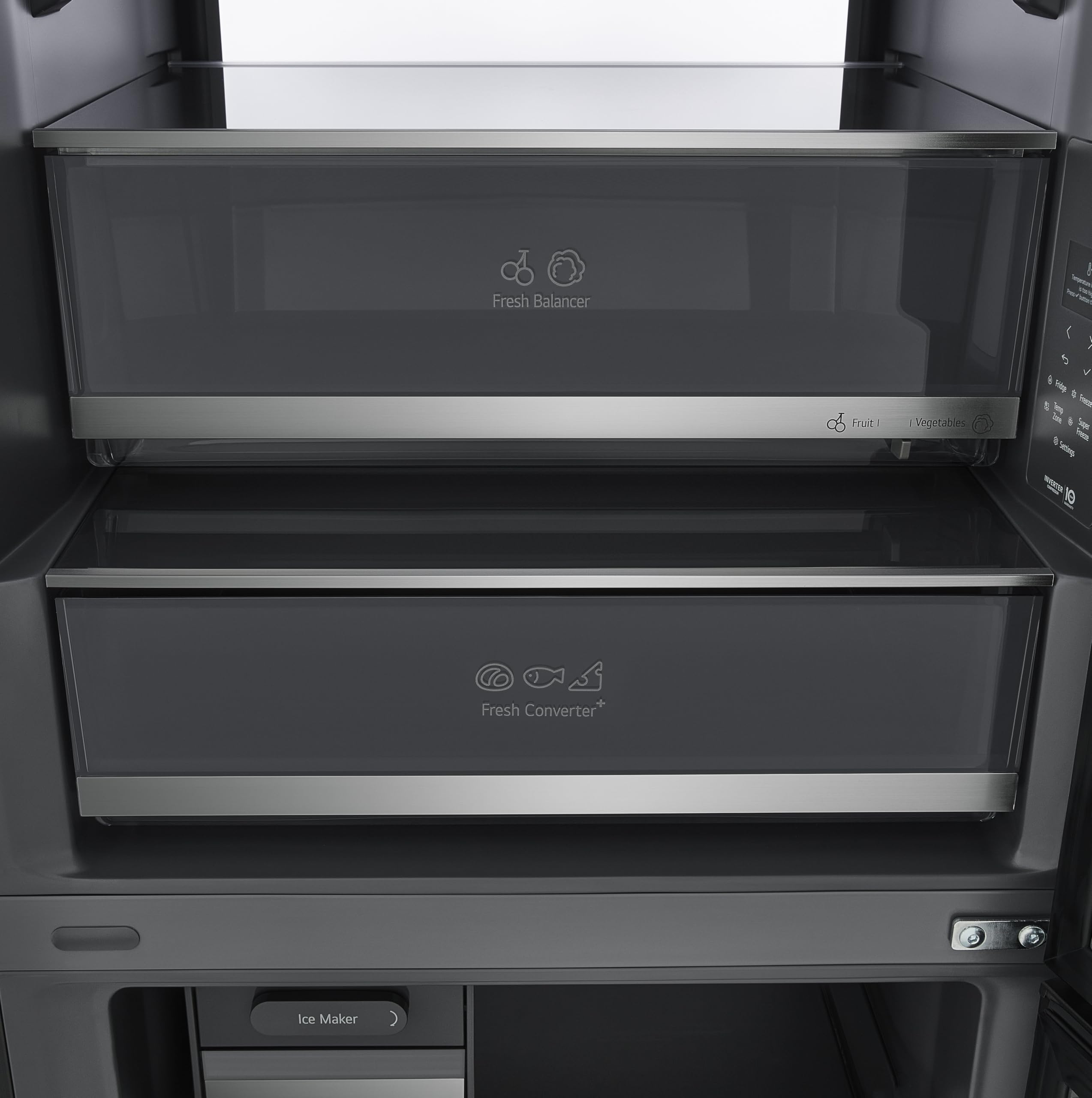 LG GBGW92GCEV Fit&Max Kühl-/Gefrierkombination (465 L, Energieklasse C) vollintegrierbar oder freistehend mit InstaView, FRESHConverter+, Total No Frost, MyBox, Schwarz