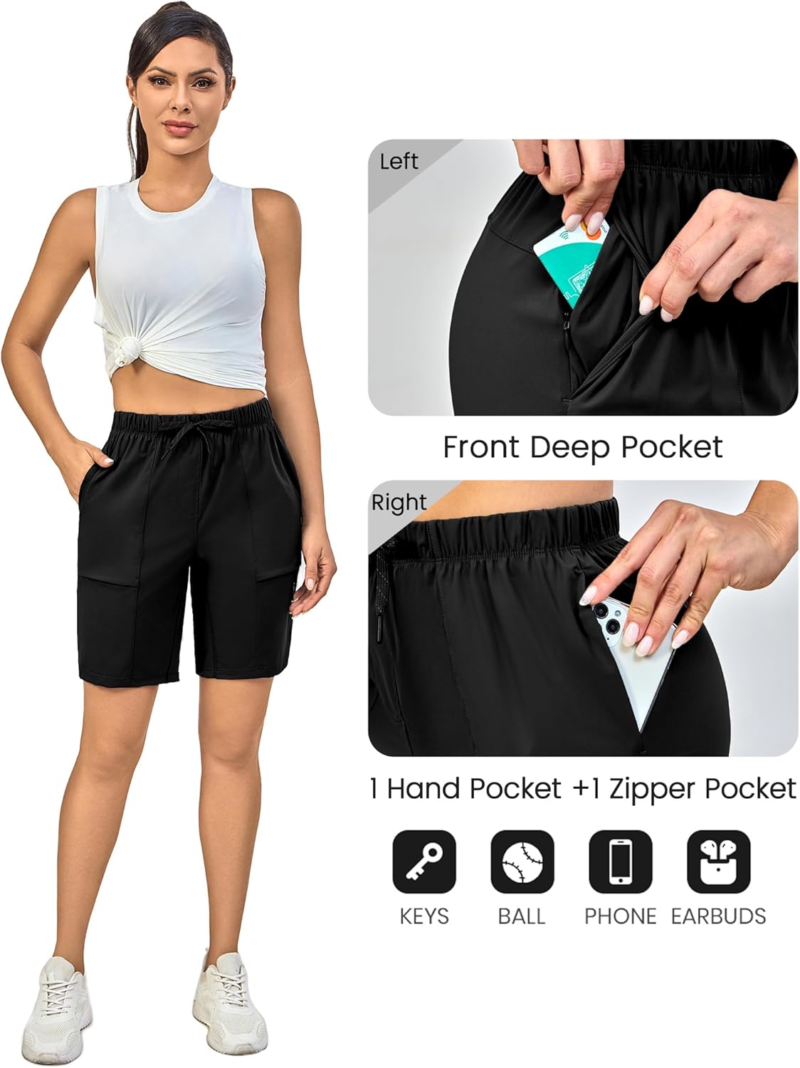 Little Donkey Andy Women's Quick Dry Cool Running Shorts Stretch Lightweight Jogger Athletic Hiking Capri Pant