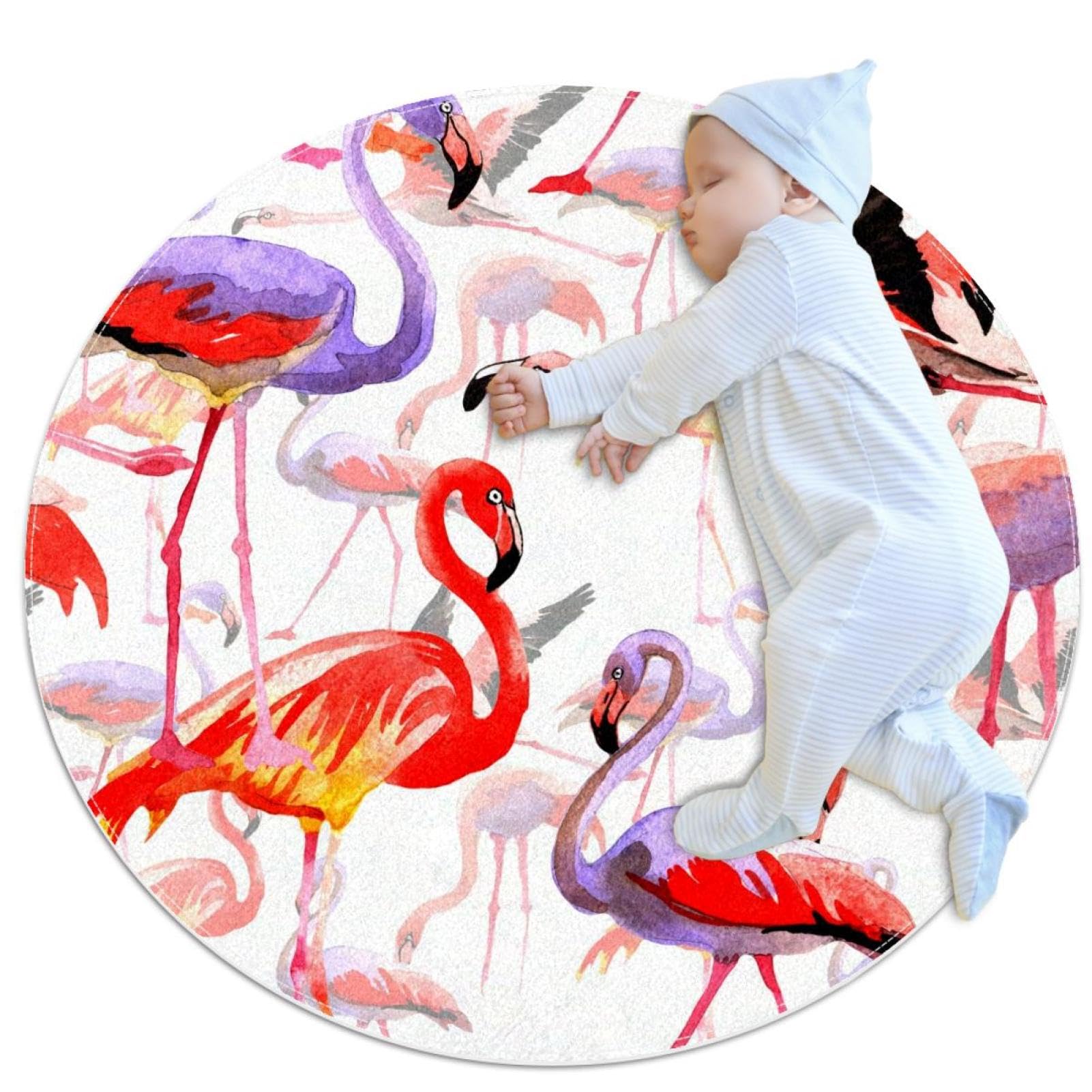 Tapis de chambre flamant rose aquarelle pour une ambiance douce