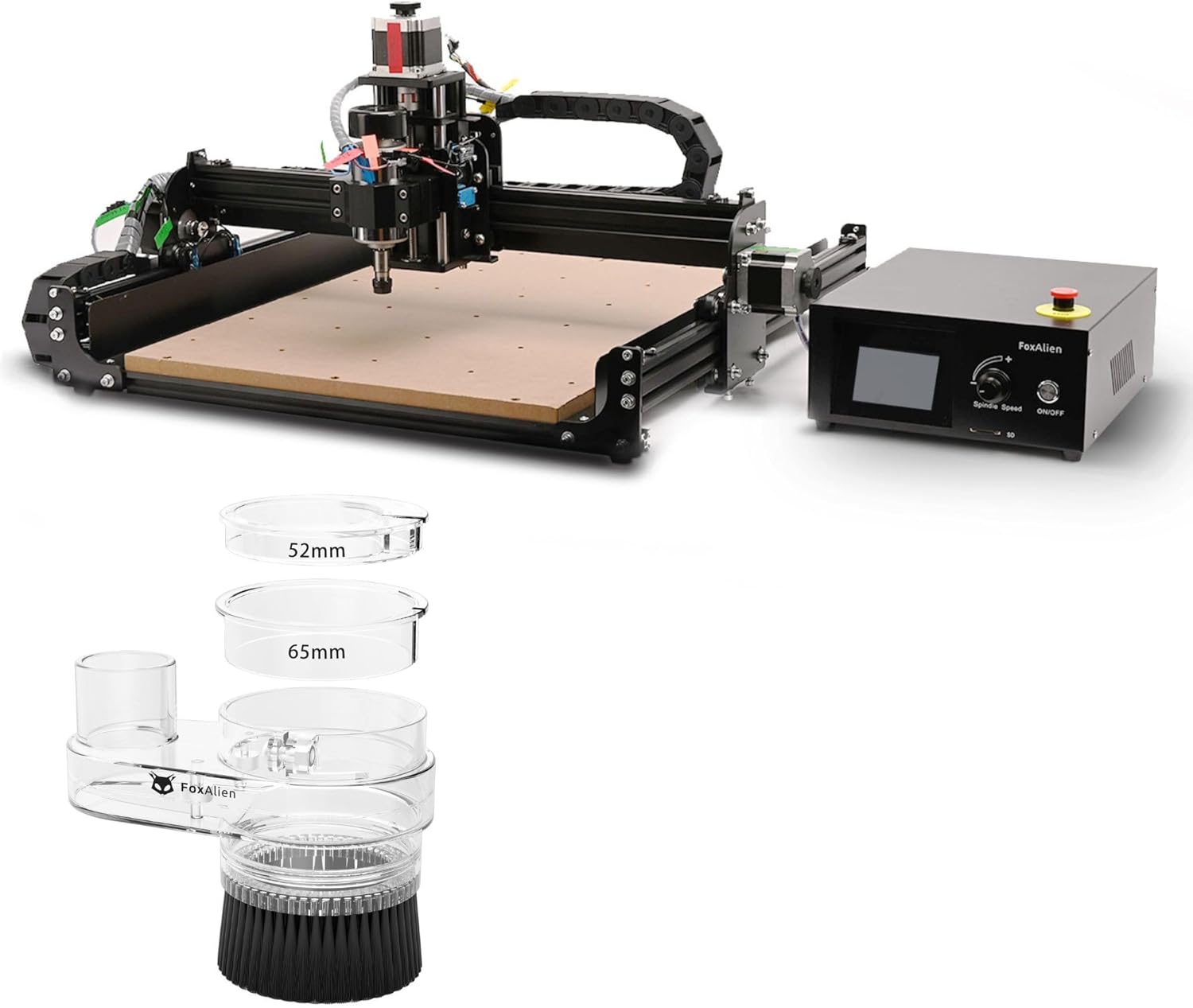 FoxAlien 4040XE CNC Router Machine + 69mm Dust Shoe Compatible with