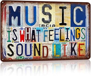Vintage Wall Decor Inspirational Quotes Metal Sign Tin Signs Poster Music Is What Feelings Sound Like Gift For Women Men 8x12 Inch