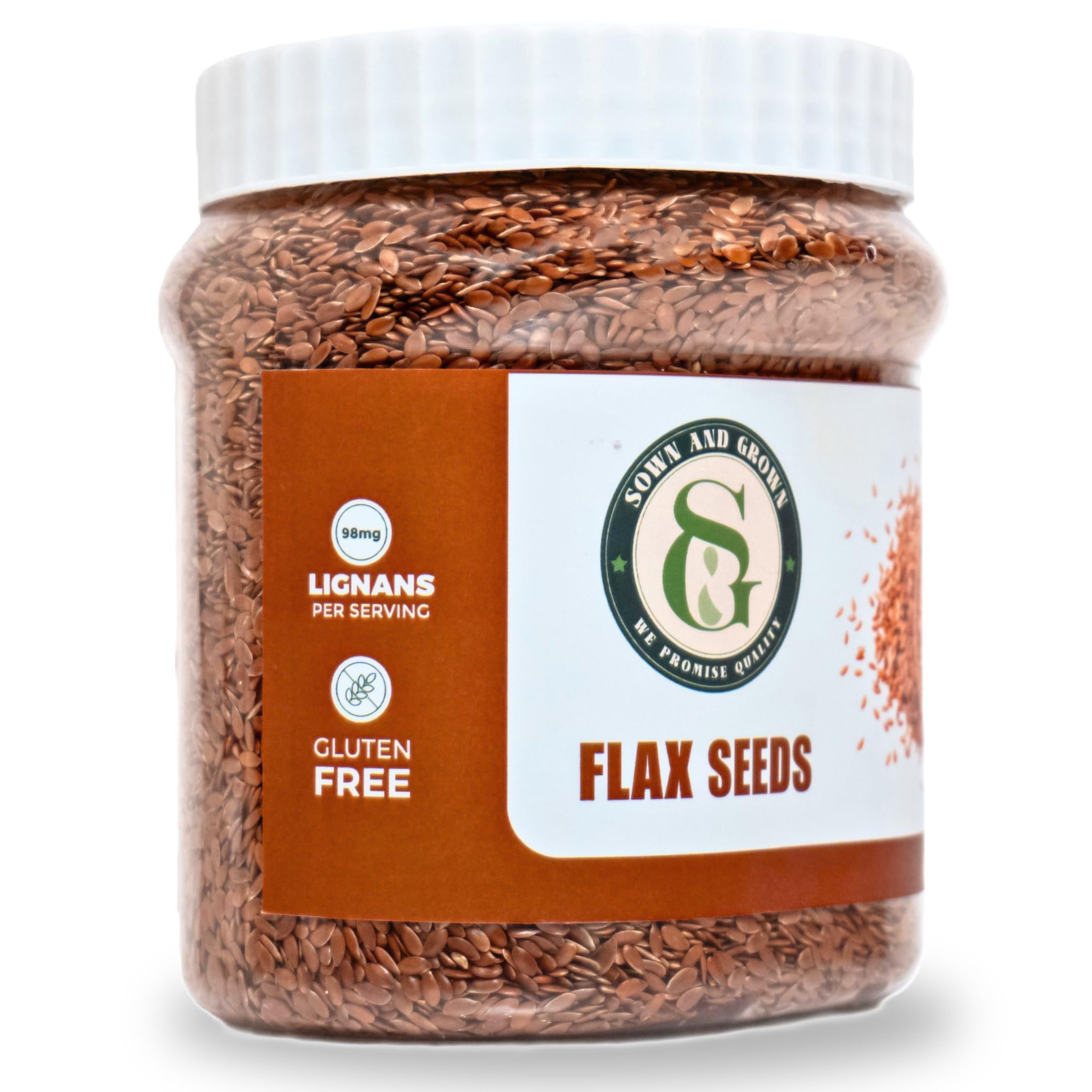 Sown and Grown Premium Whole Flax Seeds - 1.5lb, 24oz | Rich in Fiber, Omega-3 Fatty Acids | Great for Baking, Salads, Smoothies & Protein Balls |
