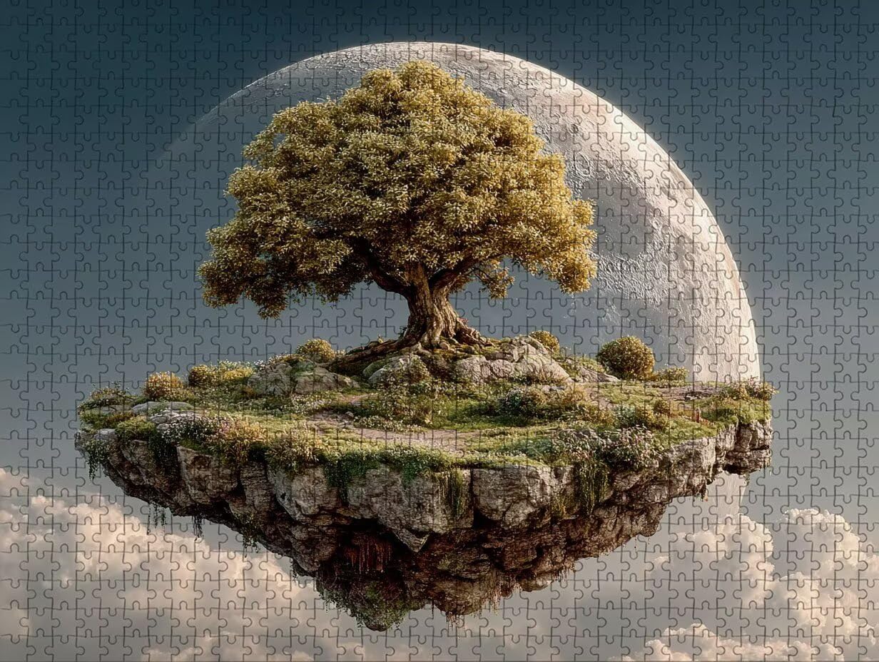 Księżyc drewniane puzzle, 155 x 104 cm, puzzle z drzewem, 5000 sztuk, dla dorosłych, z pudełkiem, łatwe do odróżnienia, edukacyjna wymagająca gra, letnia dekoracja, piękne prezenty, 0-8487