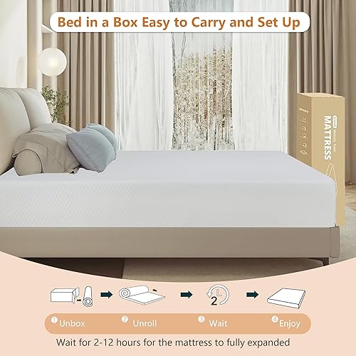 Miniatura 43 de CertiPUR-US - Colchón individual de espuma viscoelástica de gel de 5 pulgadas en una caja, colchón de cama cómodo transpirable de resorte de firmeza