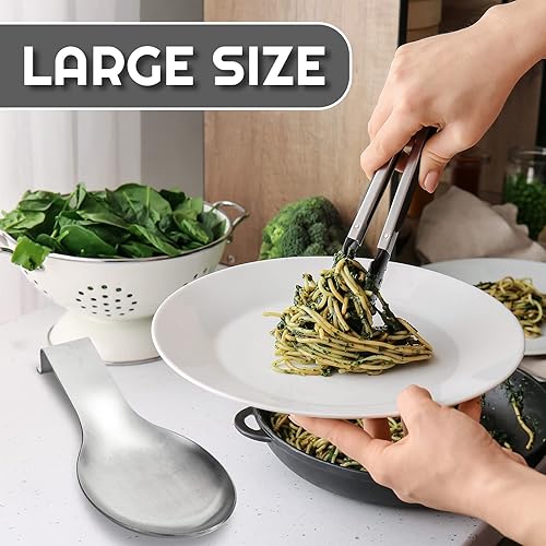 Miniatura 6 de Nuanchu 6 piezas de acero inoxidable para espátula, soporte para cucharón para estufa, soporte de espátula resistente para encimera, apto para Negro