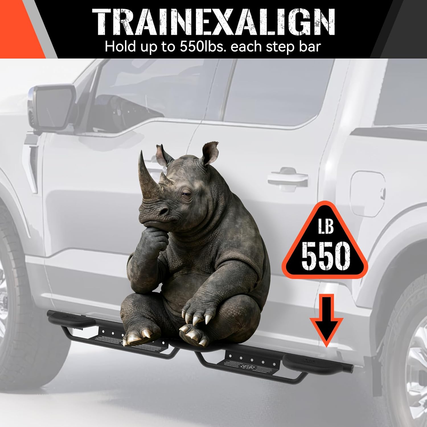 Running Boards Compatible with 2015-2025 Ford F150/2017-2025 Ford F250 F350 F450 F550 Side Steps Heavy-Duty Steel Nerf Bars Bolt-on Step Plates Rock Sliders Rail