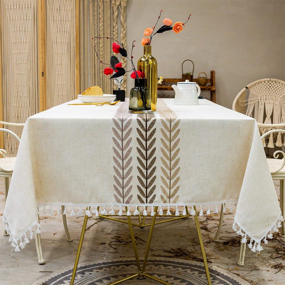 Nappe rectangulaire en lin brodée imperméable 90x90cm vêtements de table