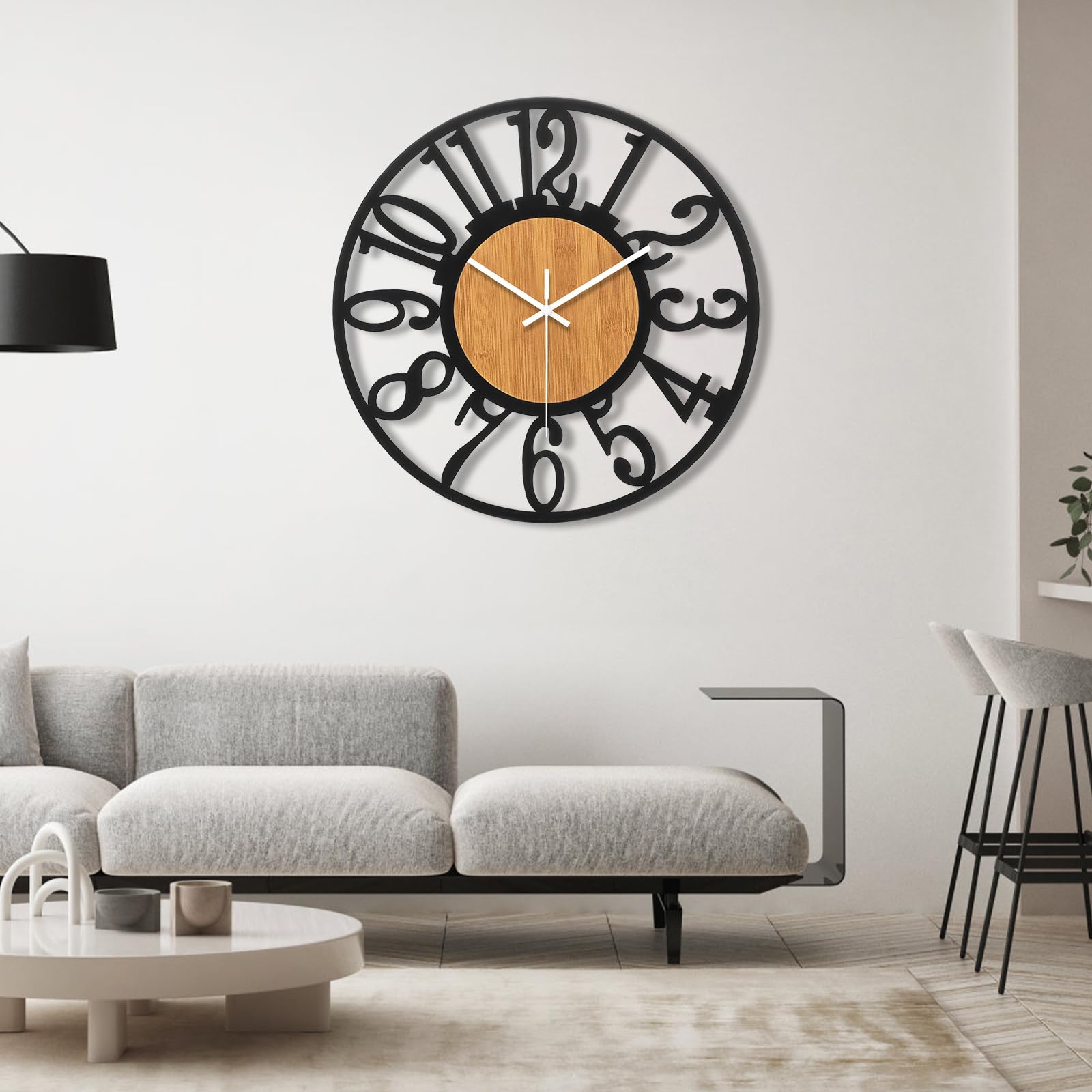VIVILINEN Reloj de Pared Grande 58cm Reloj de Pared Vintage, Mecanismo Silencioso, Estilo Industrial Decoración de Pared para Salon Cocina Dormitorio