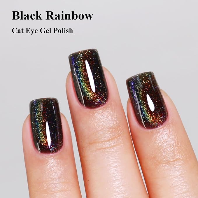 Esmalte gel para uñas Cat Eye negro holográfico 10ML miniatura 4