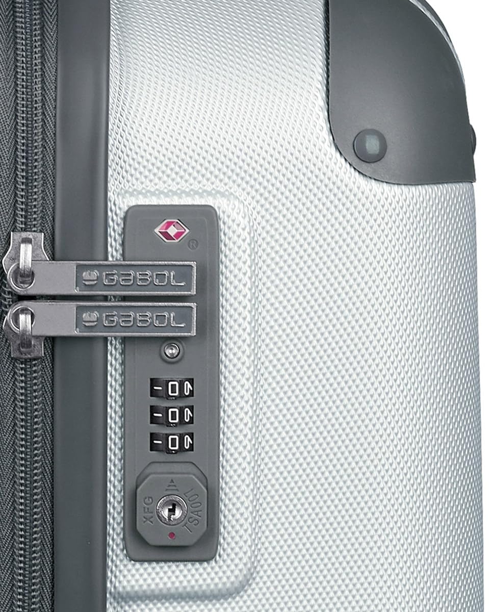 Gabol - Maleta de Cabina Rígida Expandible Balance XP 55x40x22/25 cm - Equipaje de Mano de 2,7kg con Capacidad hasta 45L - 4 Ruedas Dobles 360° y Cerradura TSA - Diseño Español en ABS - Color Plata