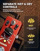 Vista 4 de Donner - Pedal octavador de guitarra, pedal octavador digital Harmonic Square, cambio de tono, 7 tipos de tono, 3 modos de tono: sostenido