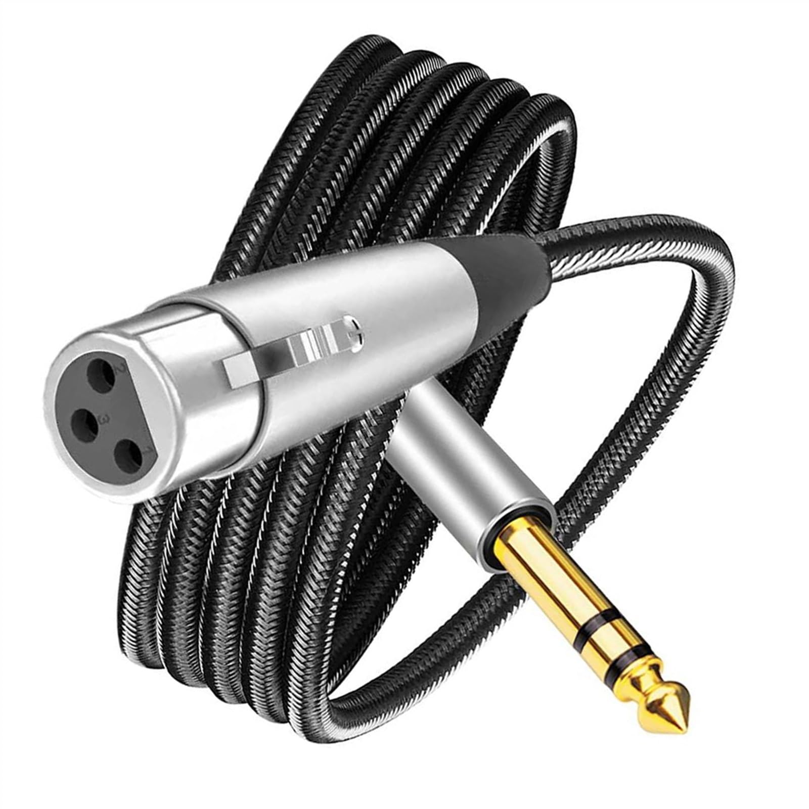 Kabel Audio Do Gitary (3-pinowy) do 1/4" 6,5 mm męski na żeński stereofoniczny zbalansowany kabel do głośników mikrofonu gitarowego (Size : 2m)