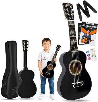 Fourtune Loki T-80BK 6 Telli Siyah  ocuk Gitar  Ger ek A a  Siyah