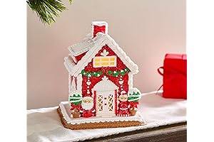 Valerie Parr Hill Gingerbread, 9" Mr & Mrs Claus Lit Gingerbread House