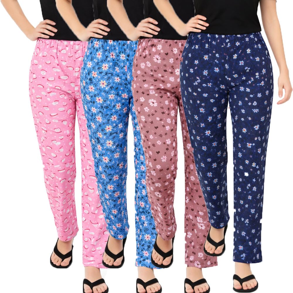 brand flex Womens Night Wear Pants, Pyjama Pants for Girls 4Pack (Prints May Vary)-picture-45
