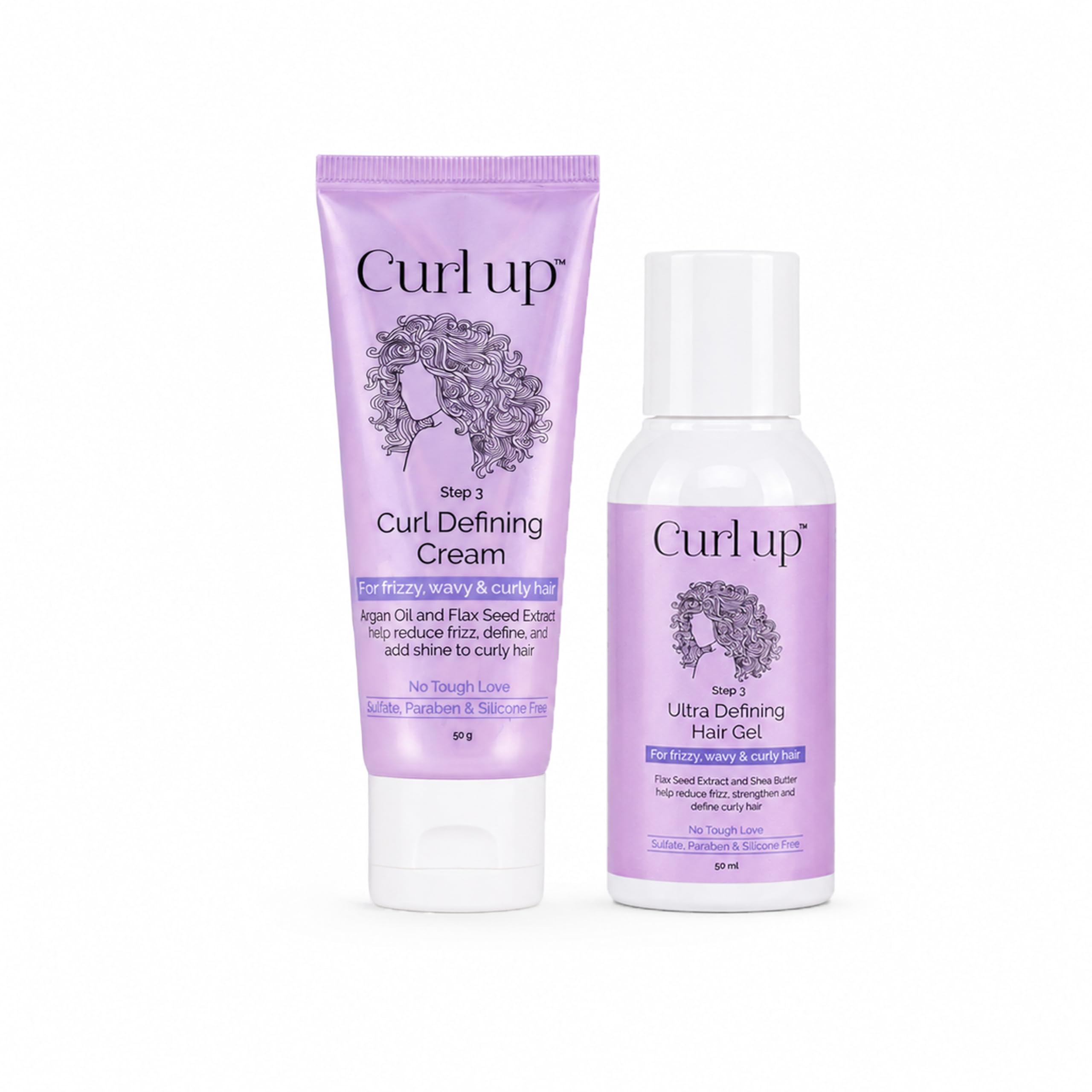 Curl Up Curl Styling Combo with Curl Defining Cream & Ultra Defining Gel | For Dry Frizzy, Wavy and Curly Hair | Sulphate Paraben And Silicone Free | Travel Size - Combo of 2 - (50g + 50ml each)-image-8