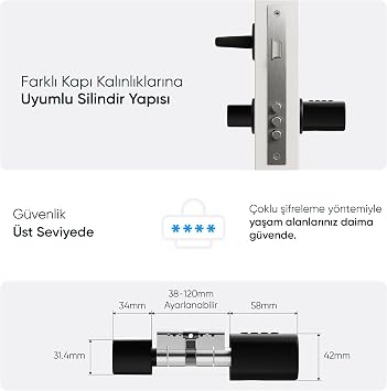 Şımart Akıllı Kapı Kilidi, Parmak İzi, Şifre, Kart ve Mobil Uygulama