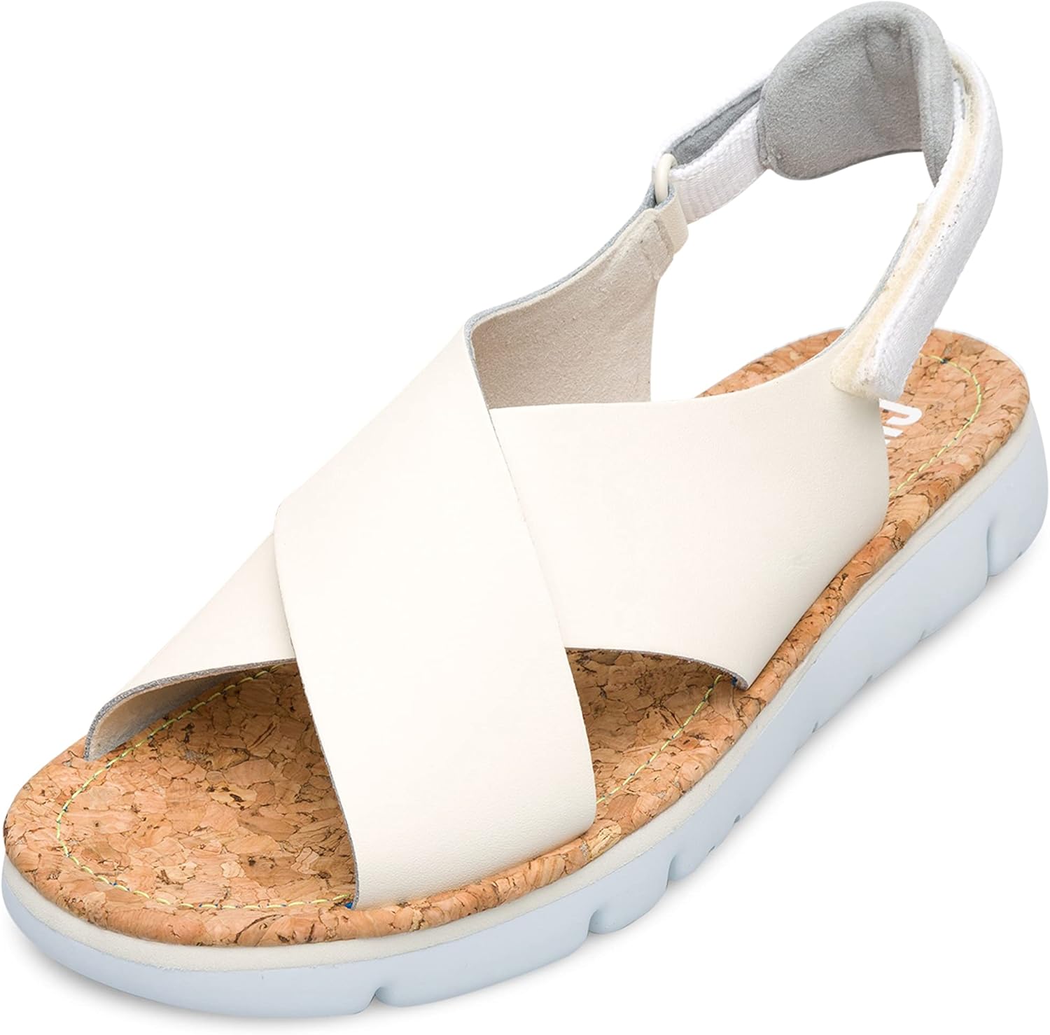 Camper Women Sandal Flat, Beige, 6