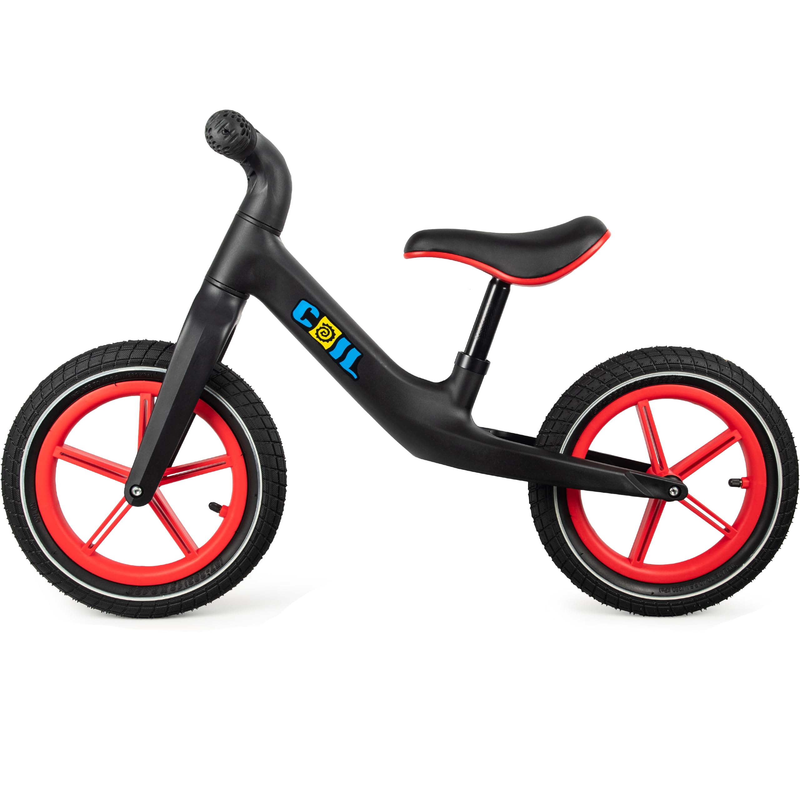 COIL Bicicletta da corsa per bambini, girello per bicicletta, antiscivolo, Balance Bike, telaio in nylon, ruote aeree da 12", seduta in eco-pelle, a partire da 2 anni e fino a 30 kg