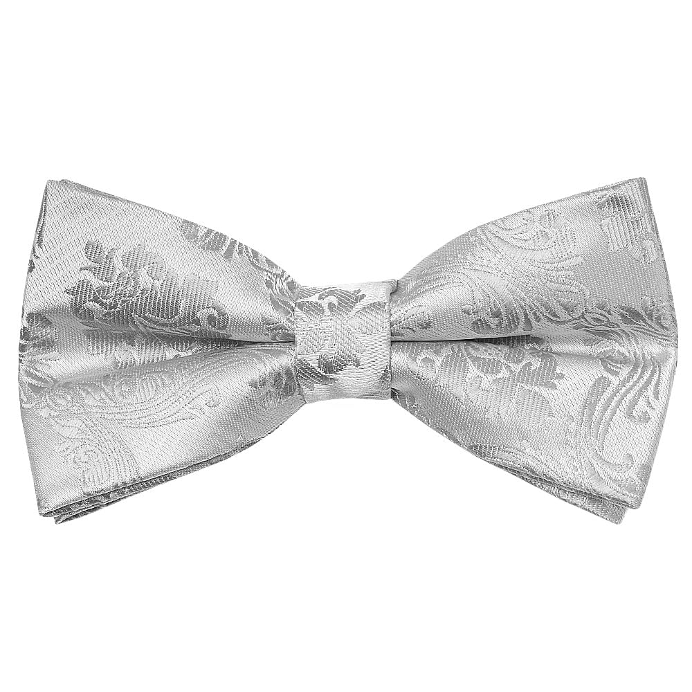 Ties R Us Boys Silver Pre Ties Paisley Bow Tie Age 18 Months - 3 Years