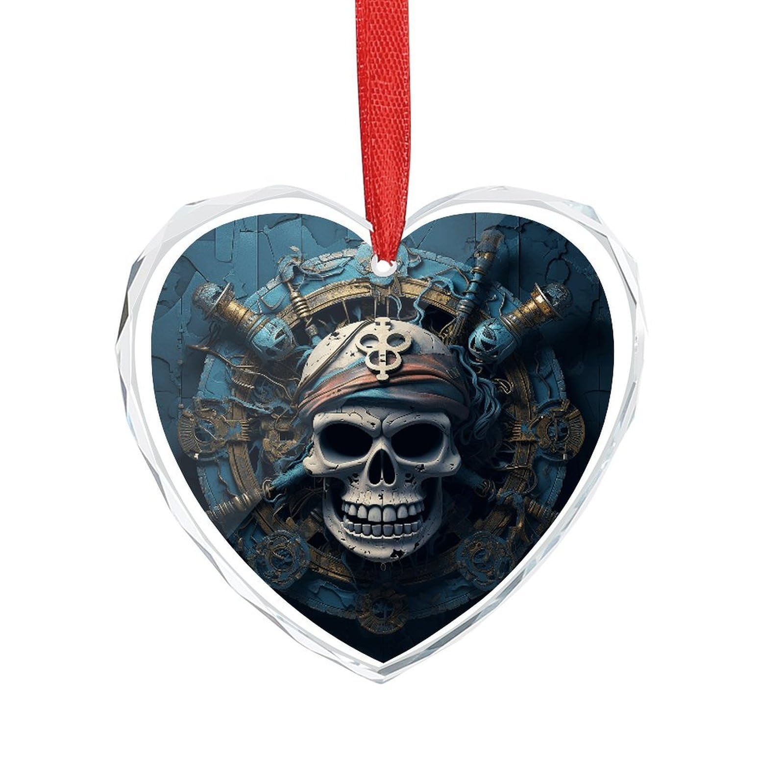 Wsoihfec Style Skeleton Pirate Engagement Gifts For Couples, Glass Ornaments Just Married Bridal Shower Decor, Heart Keepsake Decor For Bride & Groom