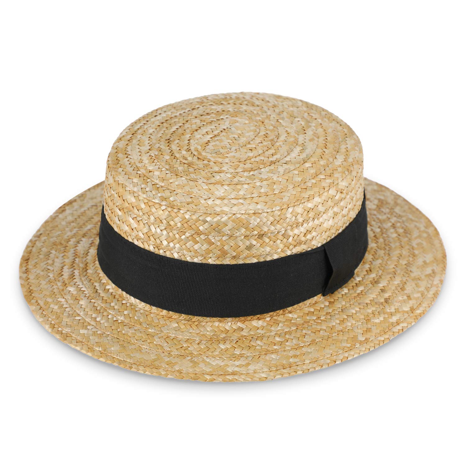 fiebig Sierra Circular Sombrero de Paja Natural | Mujer y Hombre | Sombrero para el Sol Hecho 100% de Paja Sombrero de gondolero para la Primavera y el Verano