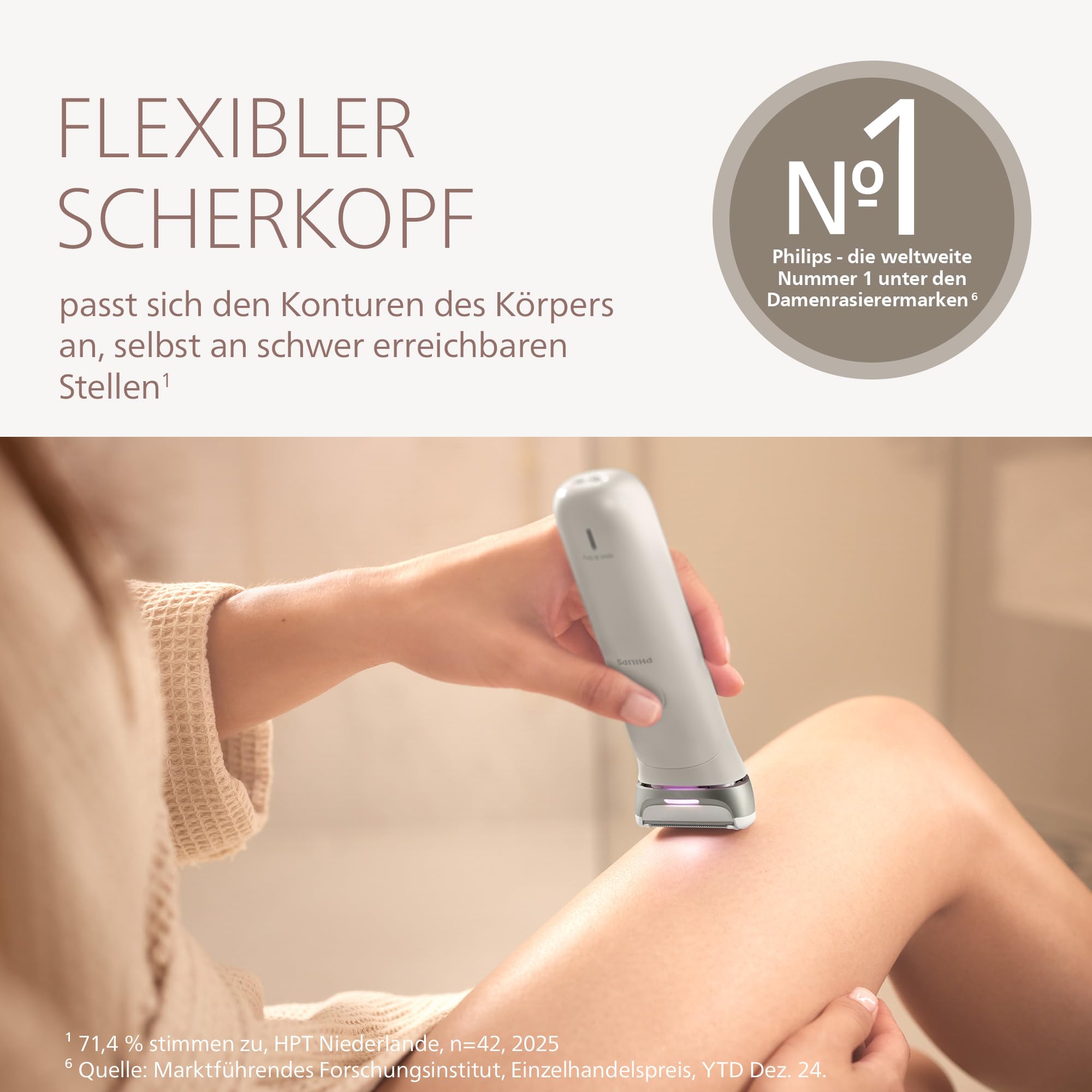 Philips Lady Shaver Series 8000 - kabelloser elektrischer Rasierer, nass und trocken, 3 Klingen, flexibler Scherkopf, LED-Licht, Gesicht/Beine/Körper/Bikinizone, 100 Min. Laufzeit, Modell BRL159/00