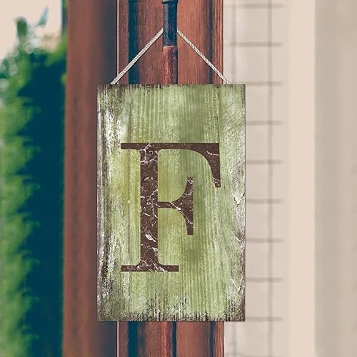 Vista 50 de Letrero colgante de madera con letra J, letrero de madera para decoración del hogar, 26 letras del alfabeto de metal, placa de madera, decoración