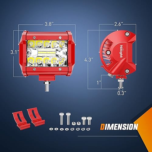 Miniatura 2 de Barra de luz LED Nilight 2 piezas 10 cm 60 W 4 pulgadas triple fila de luces combinadas de haz puntual y de inundación con kit de cableado para