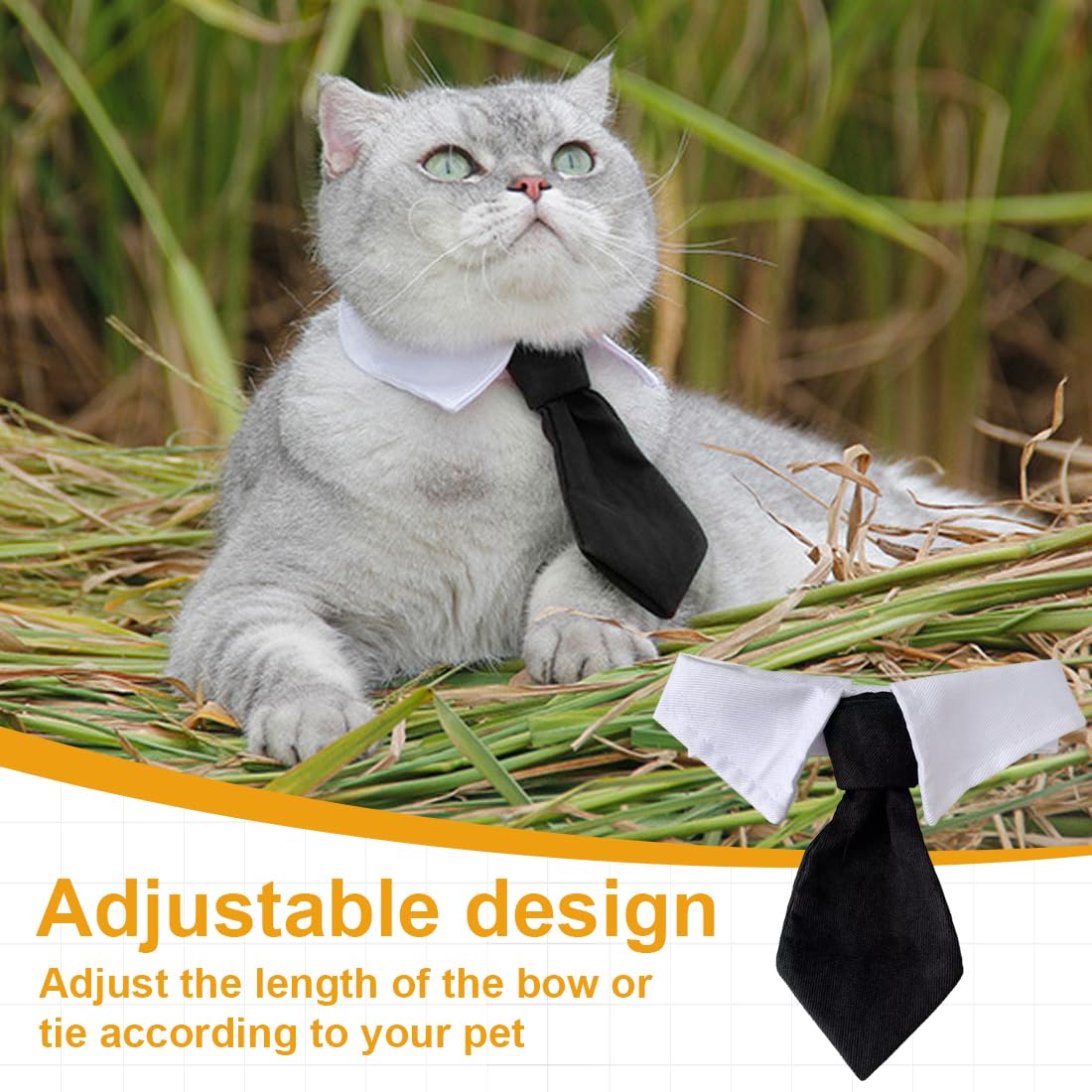 PHCOZY Adjustable Tuxedo-Style Collars for Pets 2 Pack Black, Cat, Dog, All Breeds, Cotton, Schnalle Closure - Image 3