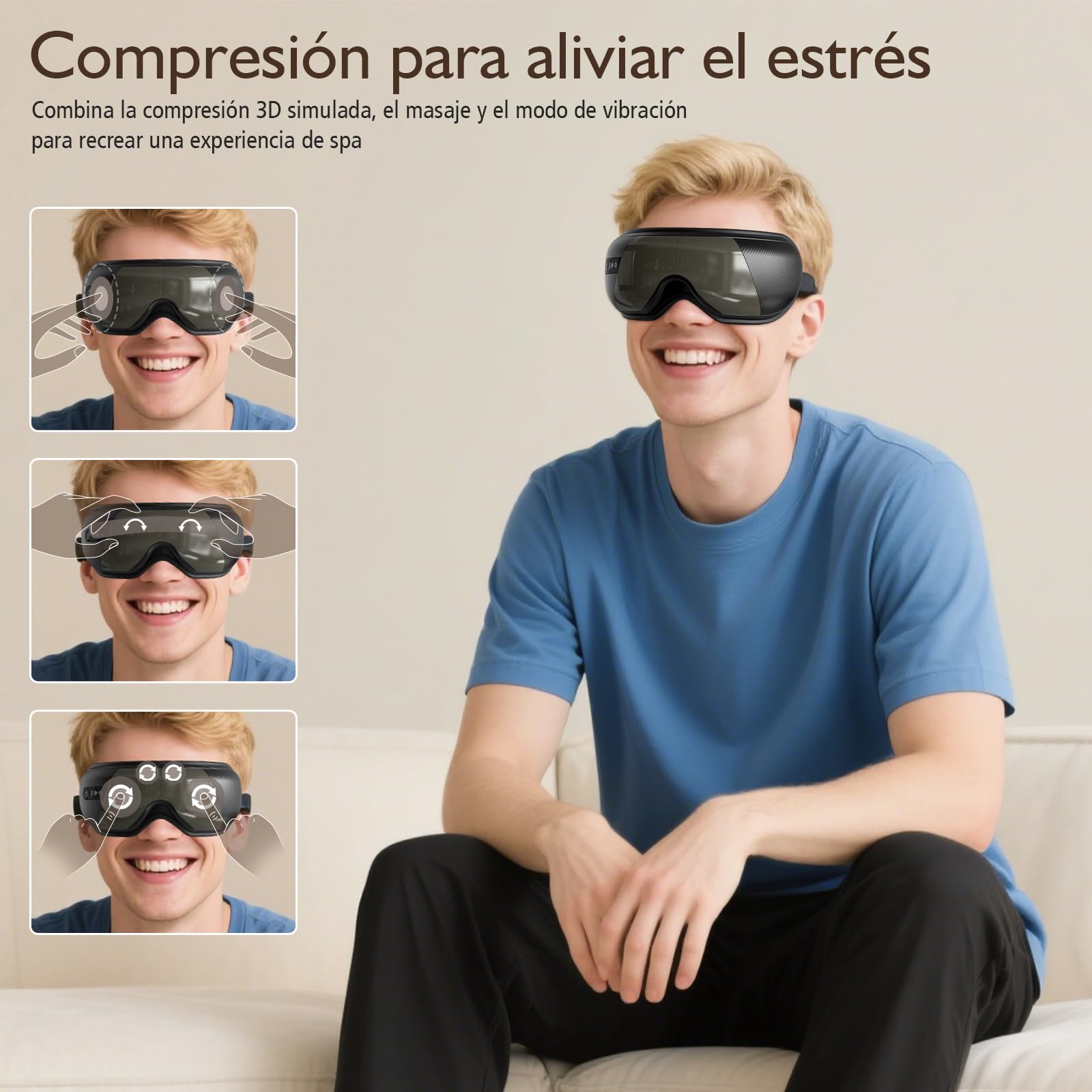IVJ Masajeador Ocular con Calor Bluetooth y Compresión de Aire