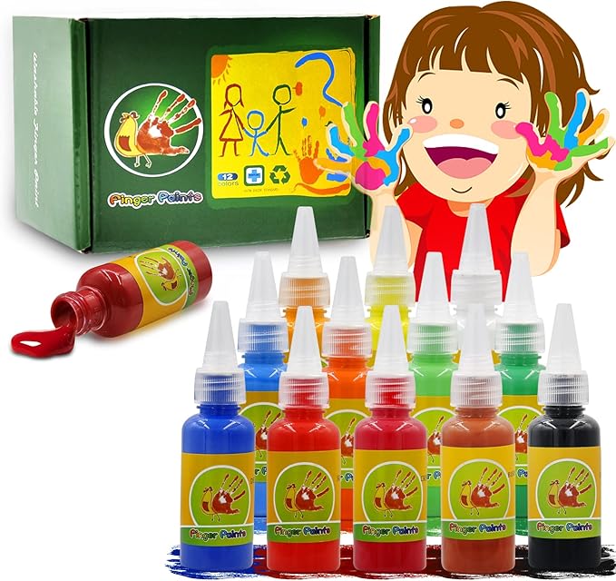 Magicdo 12 PCS Washable NonToxic Finger Paint for Kids Toddlers 13, Tempera Paint