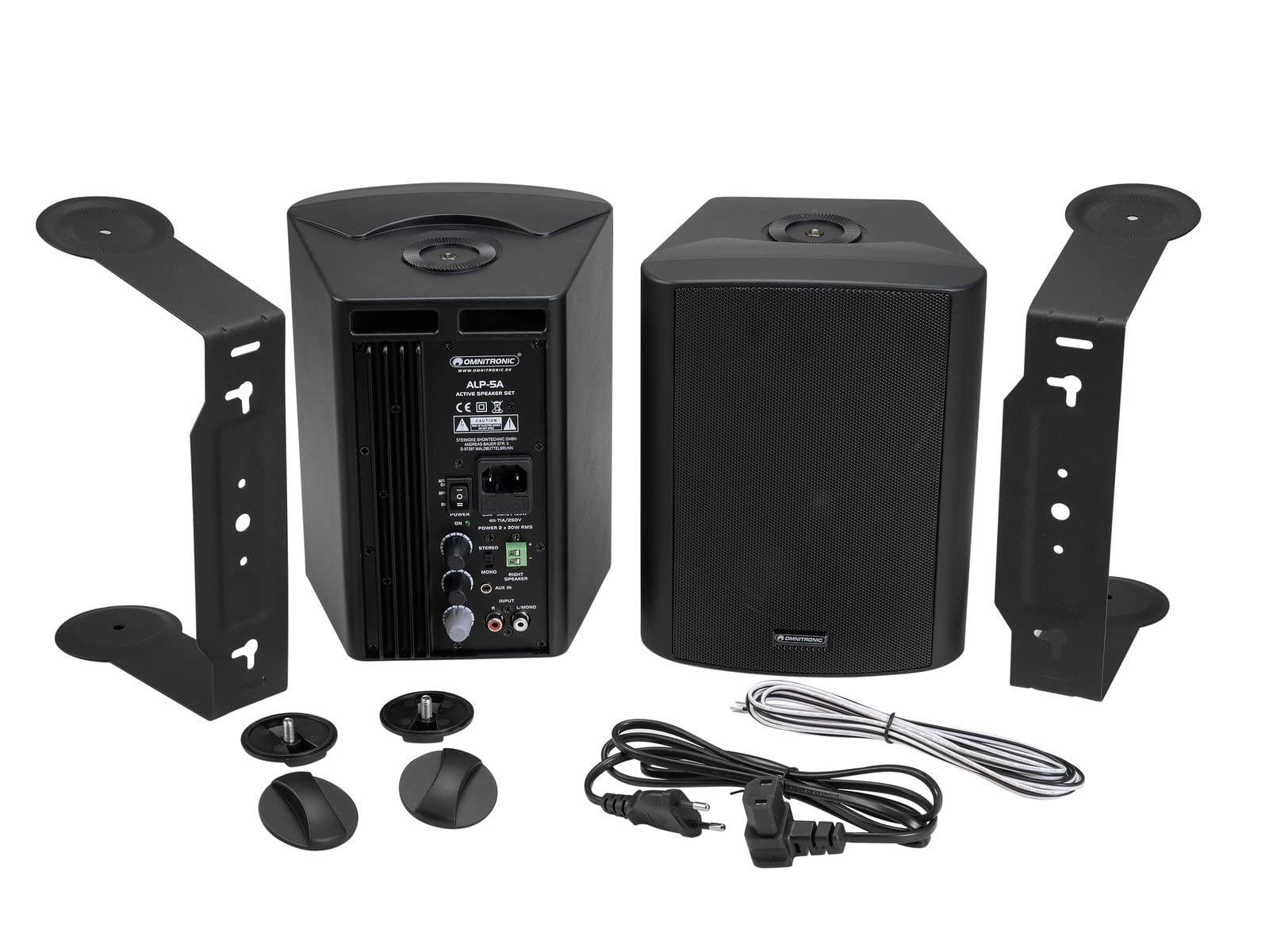 OMNITRONIC ALP-5A Aktives Lautsprecherset schwarz | Aktives 2-Wege-Lautsprechersystem mit 5"-Tieftönern und 2 x 30 W Leistung