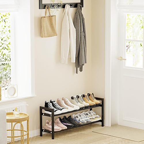 Miniatura 2 de Mavivegue Zapatero expandible, organizador de zapatos ajustable de 2 niveles, estante de zapatos para armario, entrada, puerta delantera