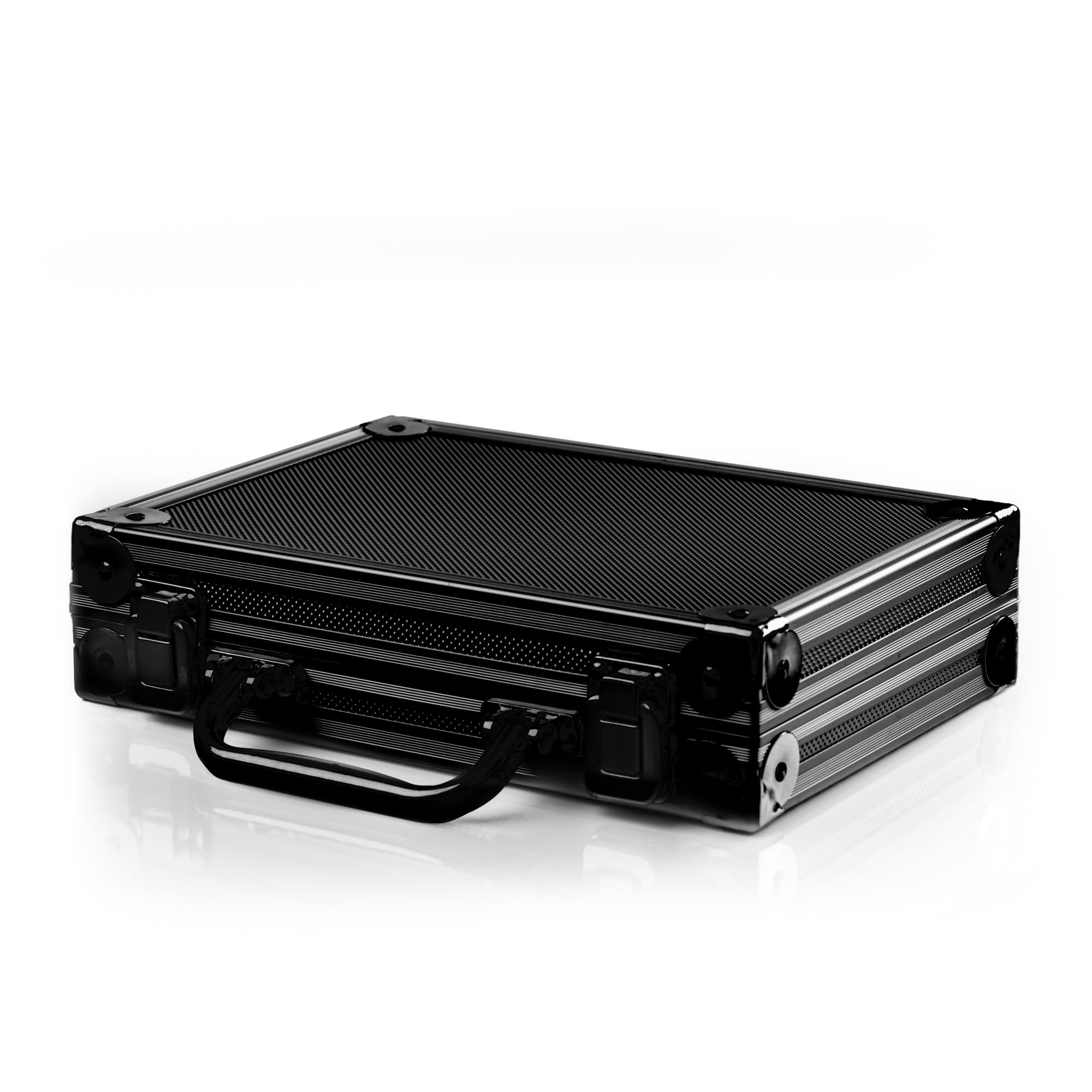 Karella Dartkoffer Alu PAK, großes Profi Dartcase für 4 Satz Darts, Fächer für Zubehör, robust mit Alu-Kantenschutz, in schwarz, Silber und Leopard