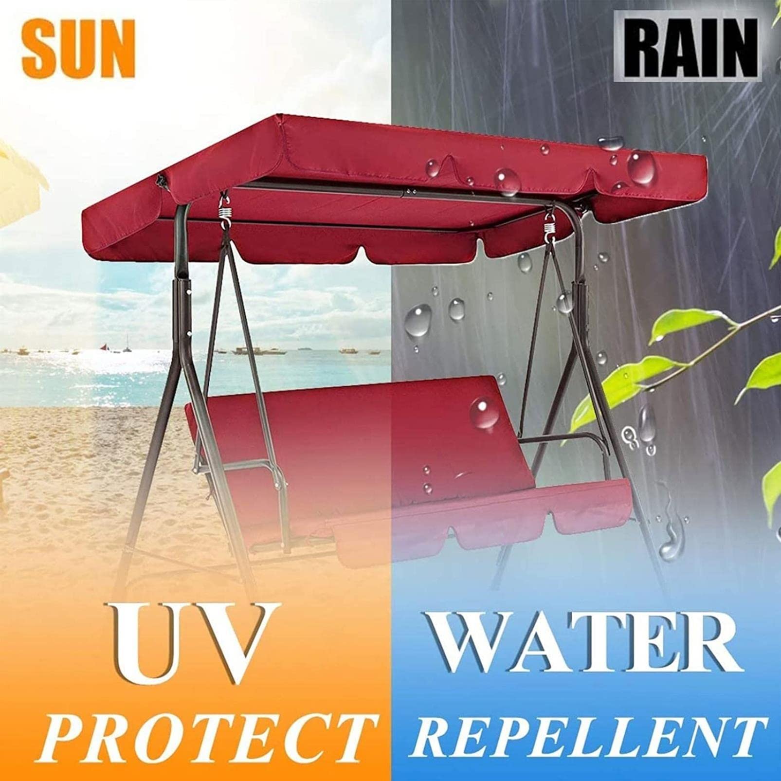 Tetto di ricambio universale, Copertura di ricambio per sedile/tetto per altalena da giardino a 2/3 posti, set di copertura per sedia a dondolo, impermeabile anti-UV, taffetà di poliestere rivestito