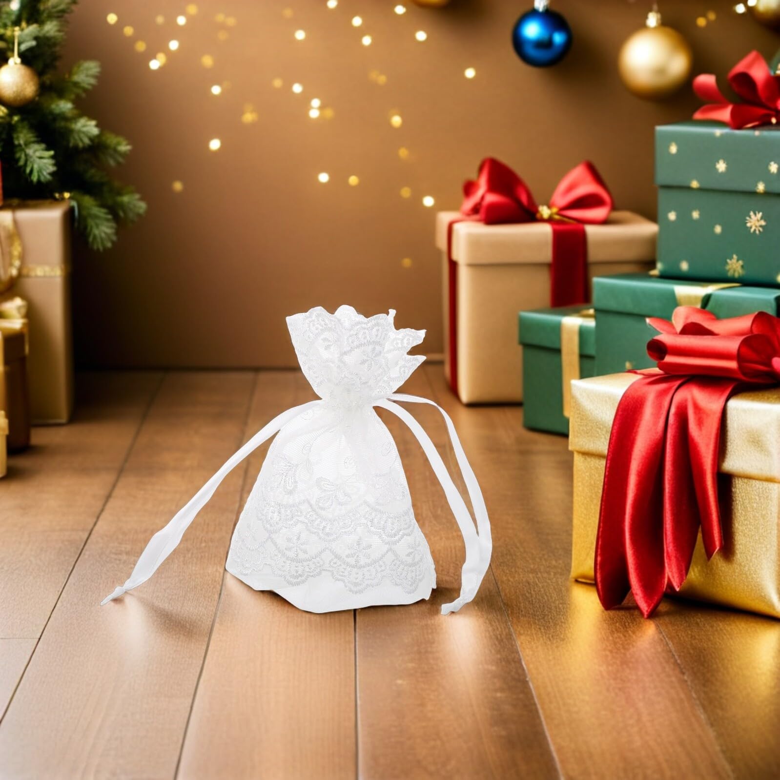 PRETYZOOM 25 Stück Teiliges Weißes Organza Netzbeutel mit Zugband Atmungsaktive Schmuckbeutel und Geschenkverpackung für Hochzeit Party Weihnachten Vielseitige Aufbewahrung für Halsketten