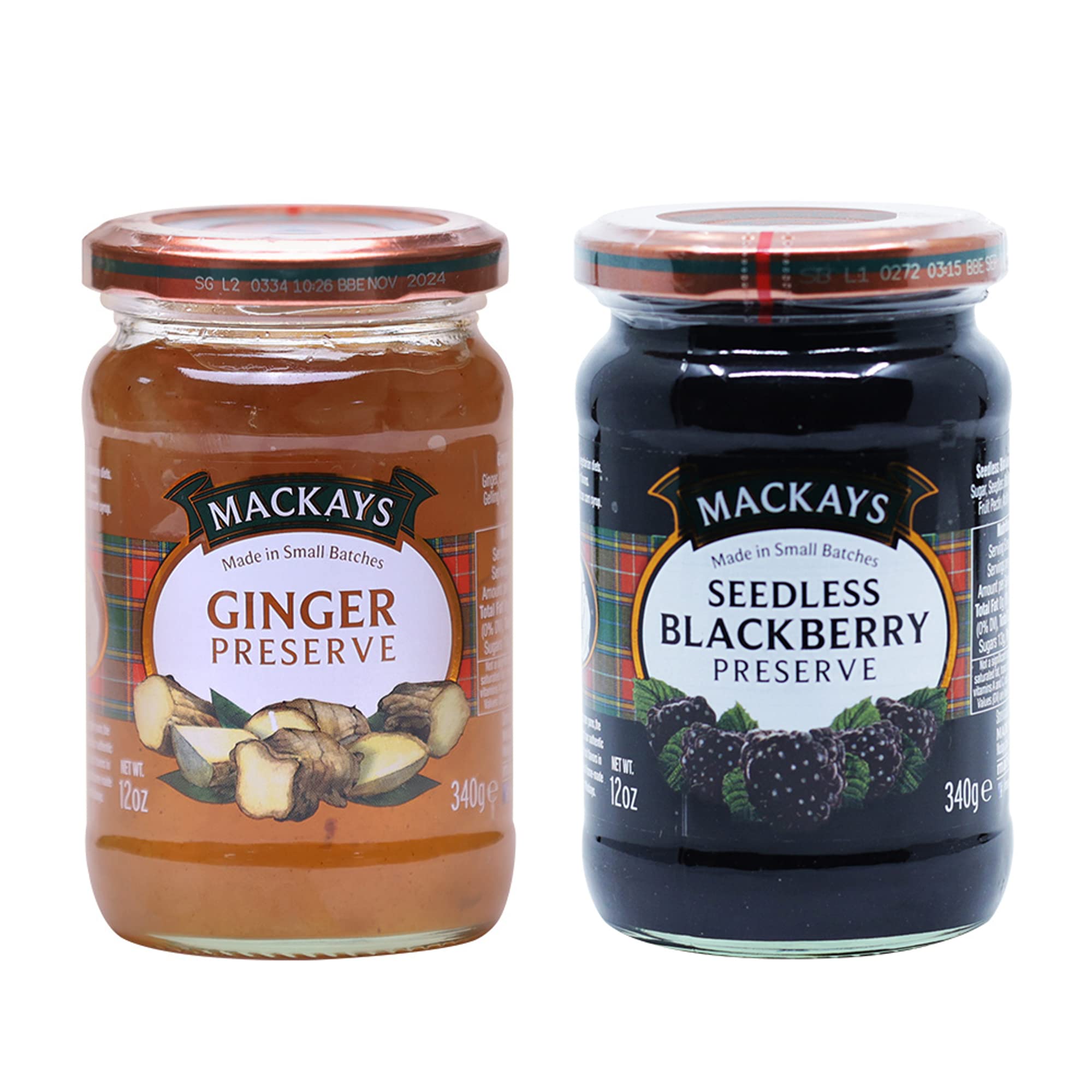 Seedless BlackBerry & Spiced Ginger Preserve| Natural Fruit Jam with Real Fruits | Free from Preservatives & Artificial Colours - 340g (Combo Pack of 2)