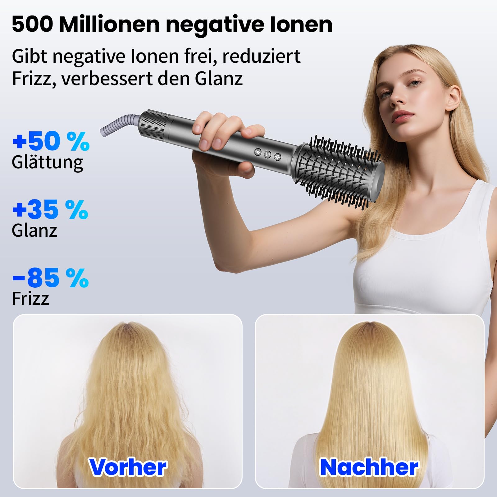 MANKIW 5 in 1 Airstyler Set,Heißluftstyler & Warmluftbürste mit 110.000 U/Min Hochgeschwindigkeitsmotor, Wirbelluft-Technologie, 500 Mio. Ionen, Automatischer Lockenstab, Glättbürste & Volumenstyler