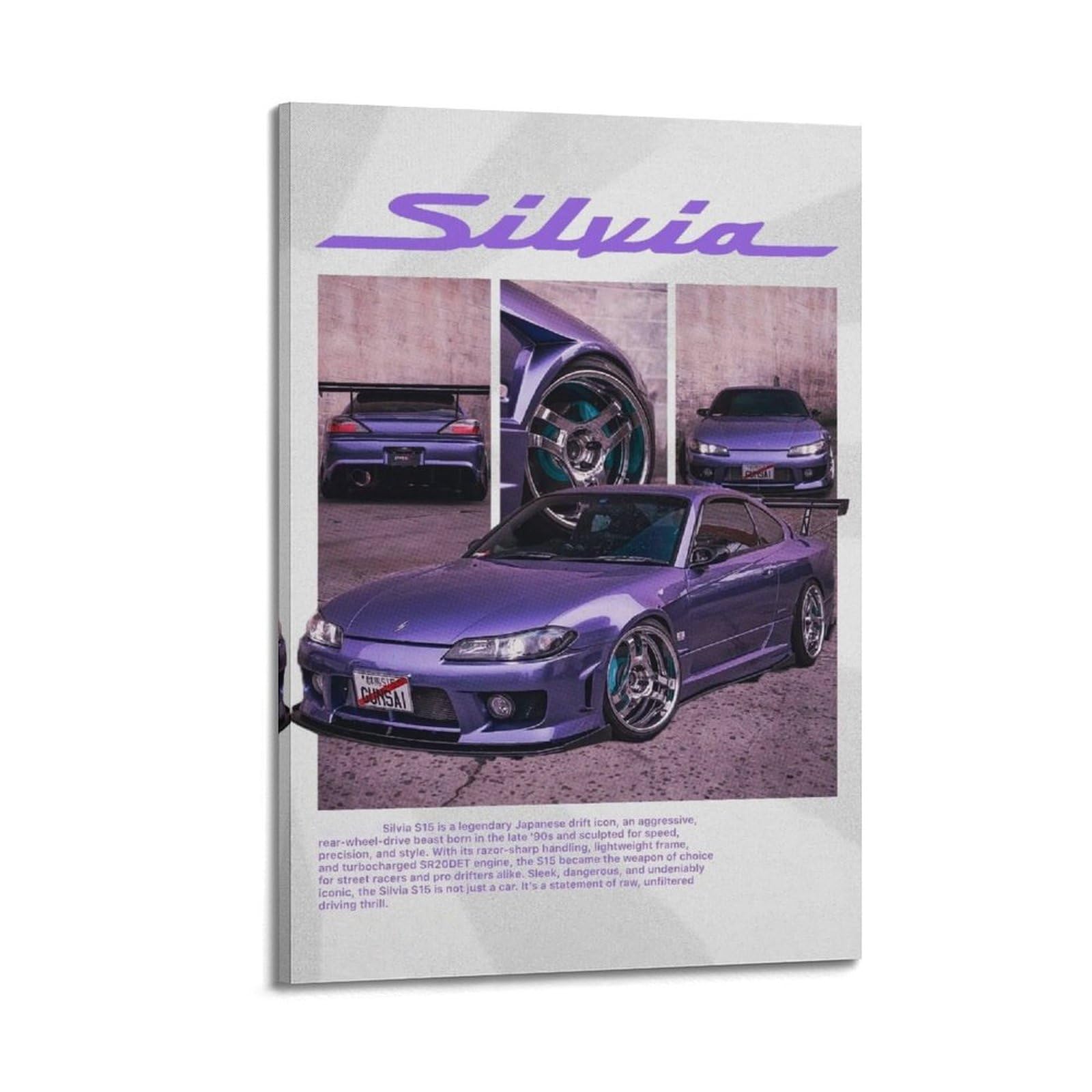 XKUGA Vintage JDM Racing Posters Silvia S15 Drift Supercars Modern Decorative Canvas Prints - Ideal Wall Art for Family, Man Cave, Game Room, Boys & Girls Bedroom 24x36inch(60x90cm)
