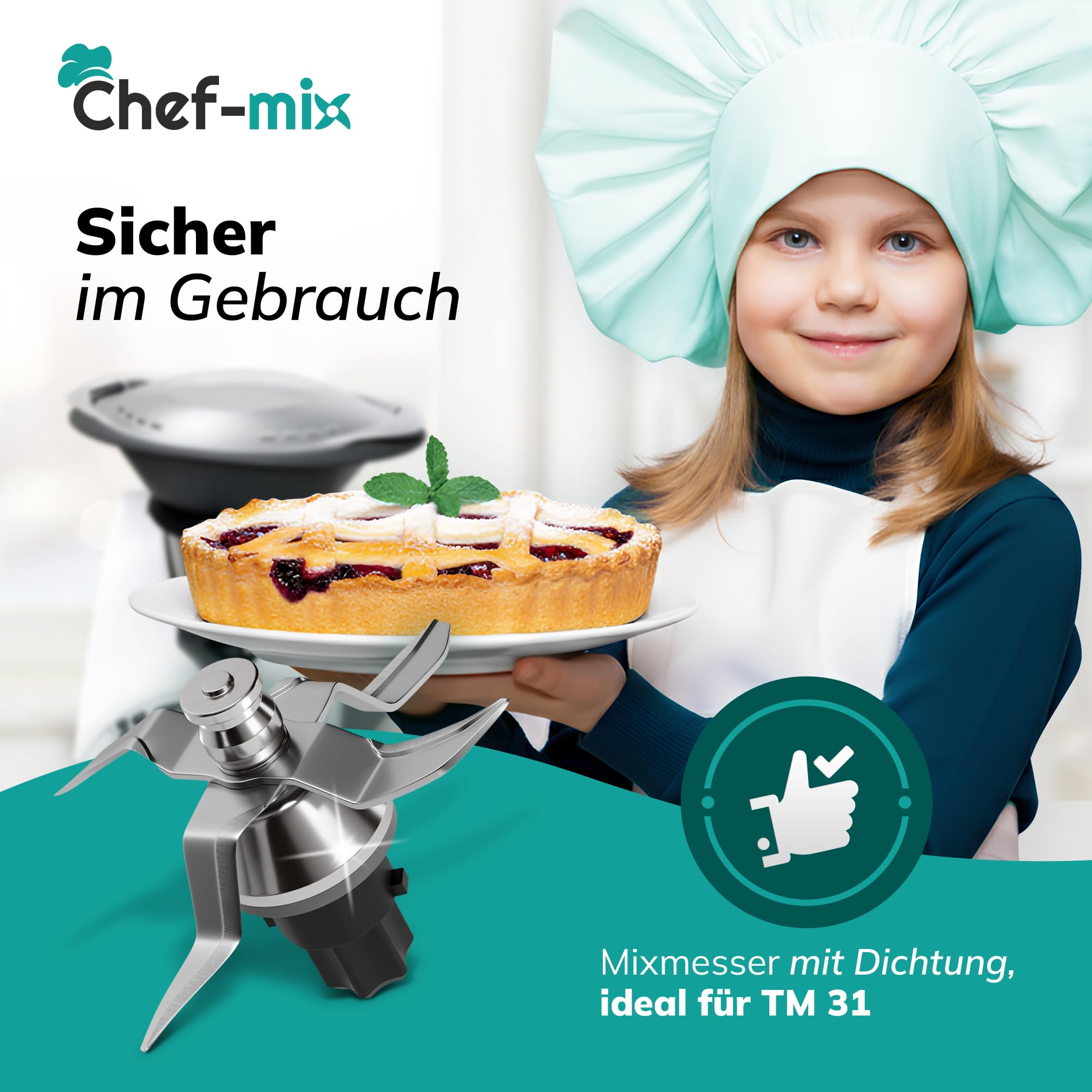 Messer Ersatz für Vоrwerk Thermоmix Messer TM31 - Ersatzmesser aus Edelstahl inkl Diсhtung - Zubеhör für TM31 Küchenmaschine