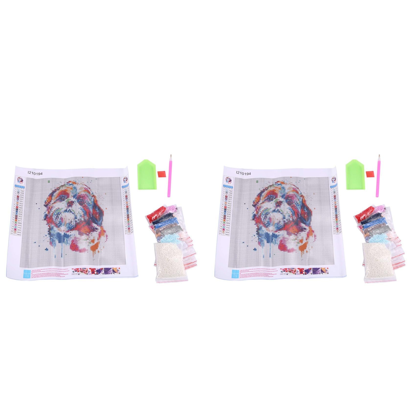Vjsujehgy 2X Shih Tzu Dog Watercolor Diy 5D Embroidery Rhinestones