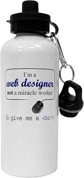 TOOLOUD Web Designer Not Miracle Worker Aluminum 600ml Water Bottle - White