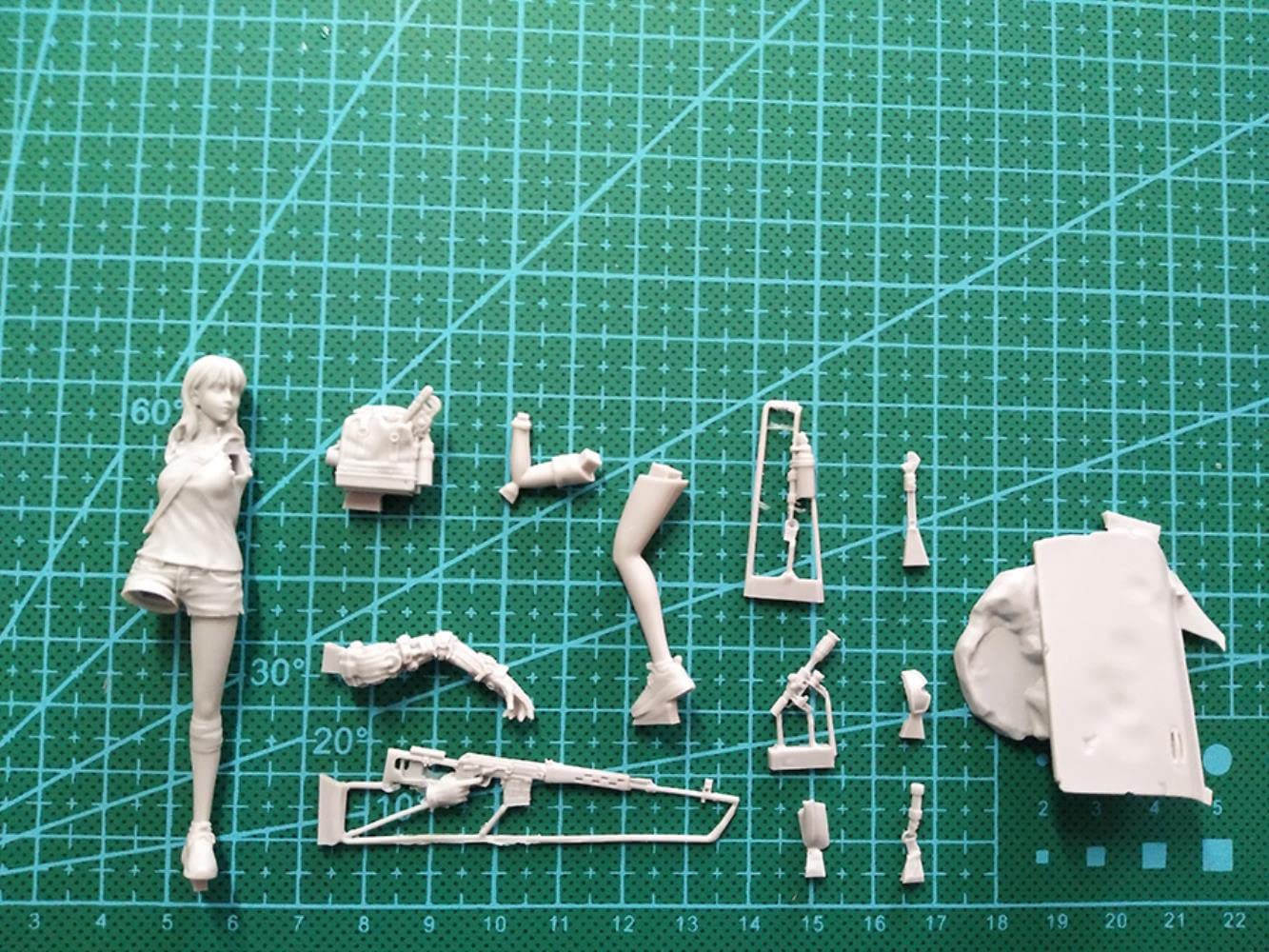 1/24 75Mm Mujer Soldado con Pistola 75Mm Figura De Resina Histórica Modelo Kit En Miniatura Sin Montar Sin Pintar