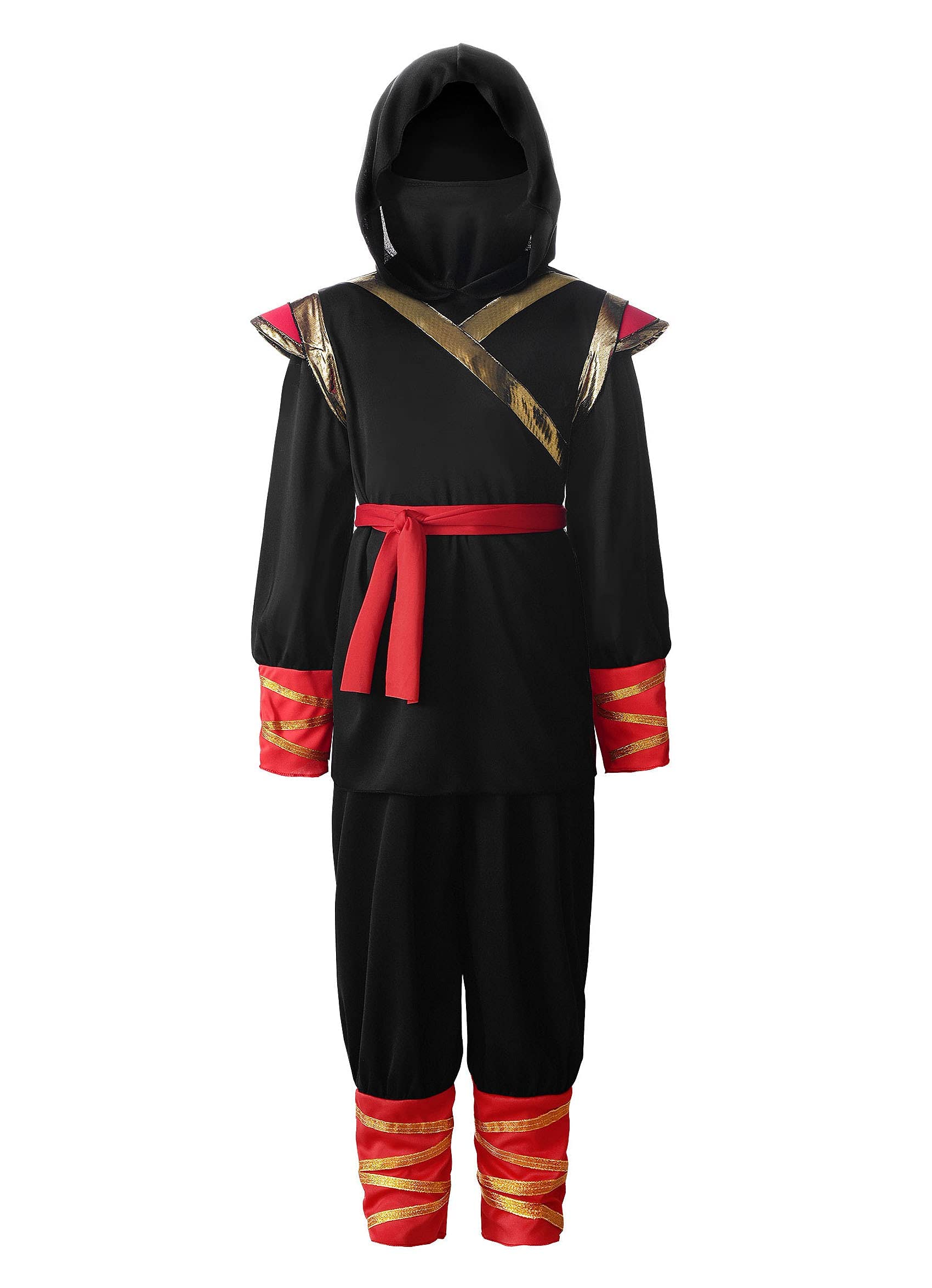 ReliBeauty Kids Ninja Costume for Boys,Black & Red