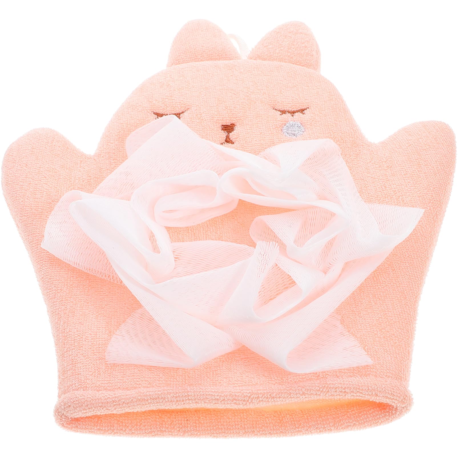 Yardwe Double-Sided Baby Bath Mitt Cute Rabbit Design Exfoliating Wash Gloves for Toddlers Soft Gentle Bath Accessories for