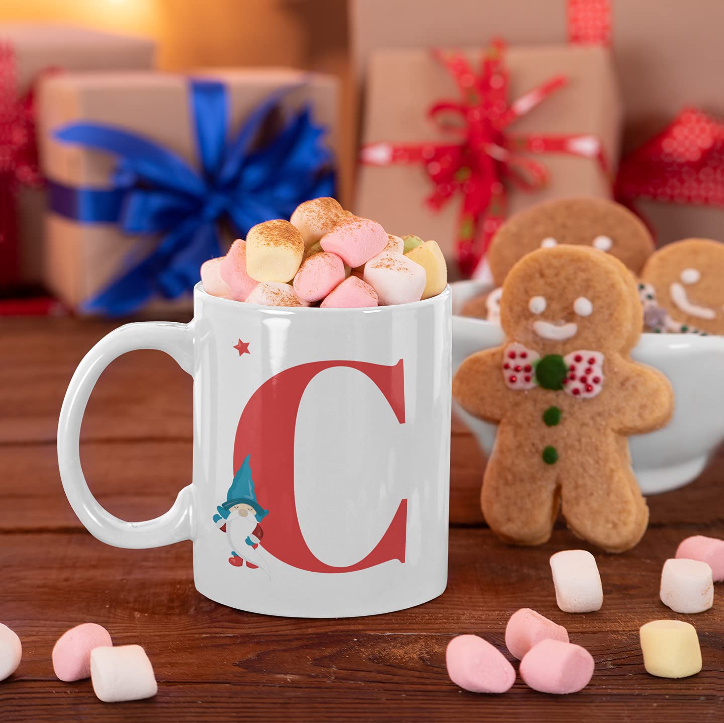 Any Letter Christmas initial Mug - Christmas Eve Box Filler Name Xmas Mug Eve box fillers for kids Christmas Mug (Letter C) - Image 3
